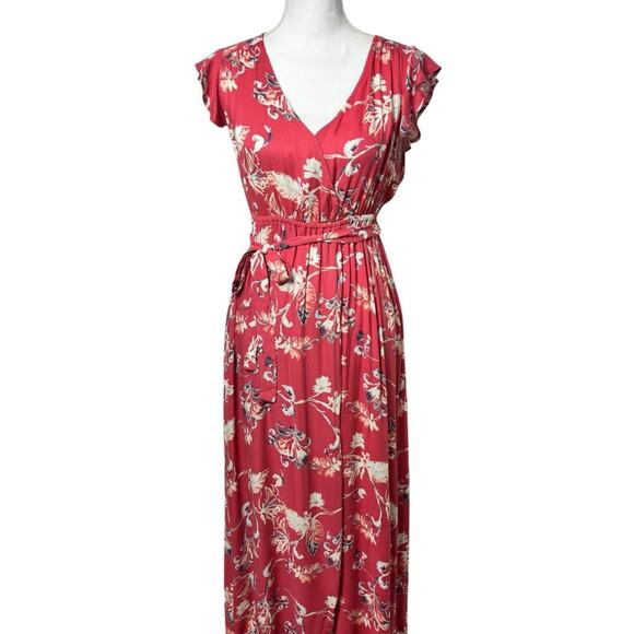 SPLENDID MAXI FLORAL PINK WHITE WOMEN DRESS SIZE MEDIUM 100% RAYON - Picture 1 of 6